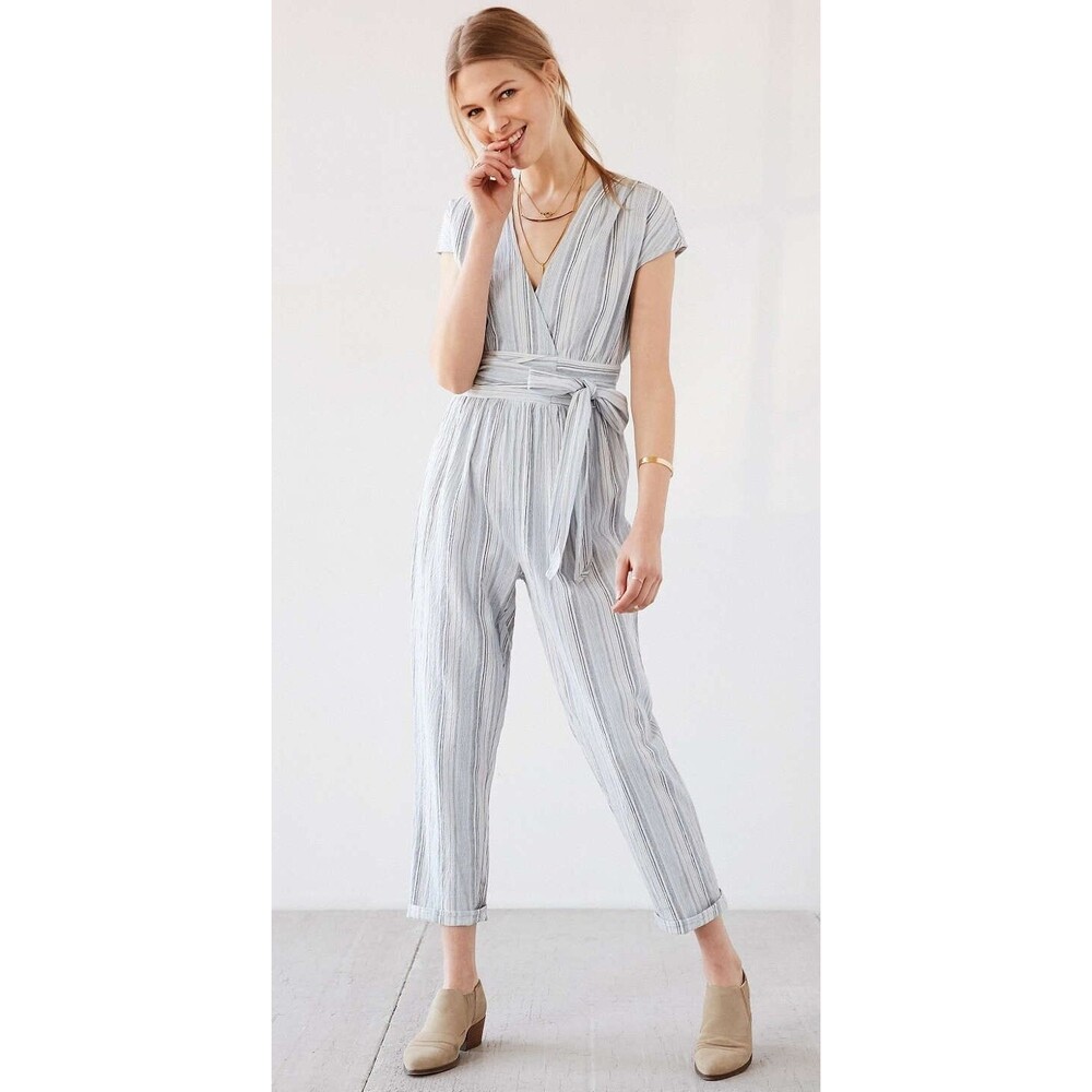 Urban Outfitters Boho 100% Cotton Striped Jumpsuit ecoté - Size 2 NWT